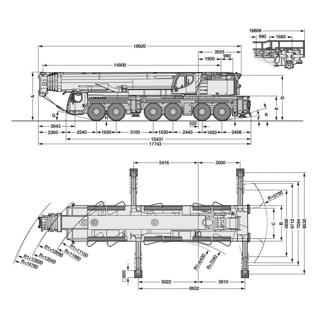 Dimensiones Grúa 350tm